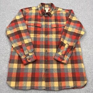 LL Bean Chamois Shirt Mens XLT Tall Plaid Traditional Fit Camp Flannel Button Up